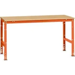 Manuflex Arbeitstisch UNIVERSAL Standard, 1750 x 1000 mm, Multiplex natur, rotorange