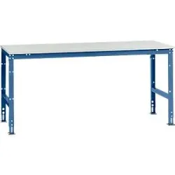Manuflex Arbeitstisch UNIVERSAL Standard, 2000 x 1000 mm, Melamin lichtgrau, brillantblau