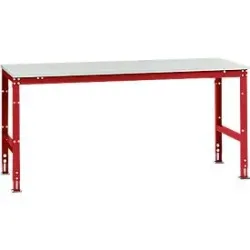 Manuflex Arbeitstisch UNIVERSAL Standard, 2000 x 1000 mm, Melamin lichtgrau, rubinrot