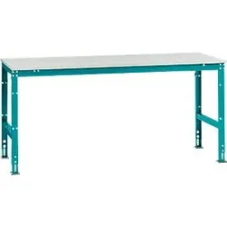 Manuflex Arbeitstisch UNIVERSAL Standard, 2000 x 1000 mm, Melamin lichtgrau, wasserblau