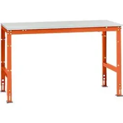 Manuflex Grundtisch UNIVERSAL Standard, Tischplatte Melamin, 1500x800, rotorange