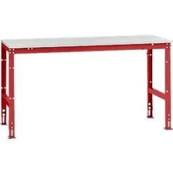 Manuflex Grundtisch UNIVERSAL Standard, Tischplatte Kunststoff, 1750x800, rubinrot