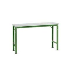 Manuflex Grundtisch UNIVERSAL Spezial, 1500 x 800 mm, Kunststoff lichtgrau, resedegrün