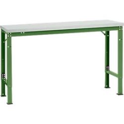 Manuflex Grundtisch UNIVERSAL Spezial, 1500 x 800 mm, Melamin lichtgrau, resedagrün