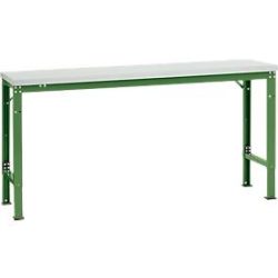 Manuflex Grundtisch UNIVERSAL Spezial, 1750 x 800 mm, Melamin lichtgrau, resedagrün