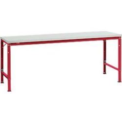 Manuflex Grundtisch UNIVERSAL Spezial, 2000 x 1000 mm, Kunststoff lichtgrau, rubinrot