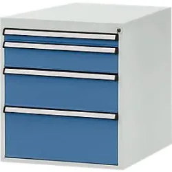 Manuflex Schubladen-Unterbau, für T 800 mm, lichtgrau/brillantblau