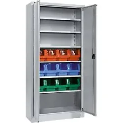 Materialschrank MSI 2409, mit 12 Kästen, weissaluminium