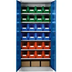 Materialschrank MSI 2409, mit 24 Kästen, weissaluminium/enzianblau
