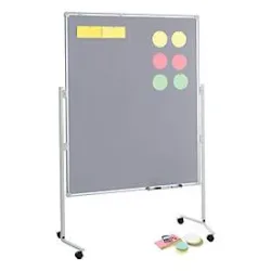 MAUL Moderationstafel Pro, Textil/Textil grau + Moderationskarten-Set mit 360 Karten und 200 Pin-Nadeln