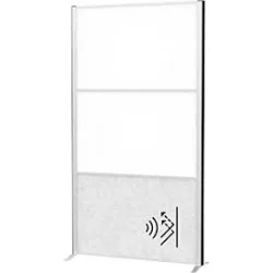 MAUL Stellwandsystem MAULconnecto, 1 x Akustikvlies hell, 2 x Whiteboard, Klettverbindung, Standfuss, H 1800 x B 1000 mm, silber