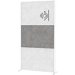 MAUL Stellwandsystem MAULconnecto, 2 x Akustikvlies hell, 1 x Akustikvlies dunkel, Klettverbindung, Standfuss, H 1800 x B 1000 mm, weiss