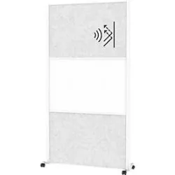 MAUL Stellwandsystem MAULconnecto, 2x Akustikvlies hell, 1x Whiteboard, Klettverbindung, auf Rollen, H 1800 x B 1000 mm, weiss