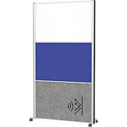 MAUL Stellwandsystem MAULconnecto, Steckmodule, 1x Whiteboard, 1x Akustikvlies, 1x Textiloberfläche, Klettverbindung, auf Rollen, H 1800 x B 1000 mm, silber