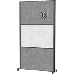 MAUL Stellwandsystem MAULconnecto, Steckmodule, 1x Akustikvlies hell, 2x Akustikvlies dunkel, Klettverbindung, auf Rollen, H 1800 x B 1000 mm, anthrazit