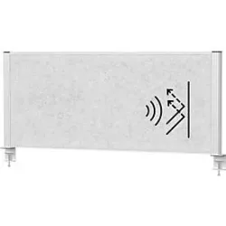 MAUL Tisch-Trennwand MAULconnecto, Akustikvlies 4000 g/m², Aluminiumprofil, B 1200 x H 500 mm, Akustik hellgrau, silber
