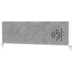 MAUL Tisch-Trennwand MAULconnecto, Akustikvlies 4000 g/m², Aluminiumprofil, B 1600 x H 500 mm, Akustik dunkelgrau, weiss