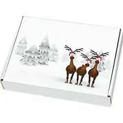 Maxibriefkartons, mit Motiv ?Rentiere im Schnee?, portooptimiert, bis 20 kg, Aussenmasse 250 x 174 x 50 mm, Mikrowellpappe, weiss-braun, 20 Stück