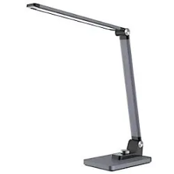 meet by Paperflow JOA LED-Tischleuchte Metallgrau, 400 lm (500 Lux), Qi-Ladepad 10W, CCT-Modus