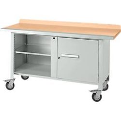 Mobile Werkbank Schäfer Shop Select PWi 150-1, Buche Multiplexplatte, mit Stahlkante, bis 400 kg, B 1500 x T 700 x H 840 mm