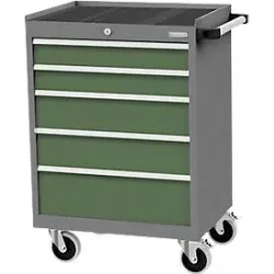 Mobiler Schubladenschrank Bedrunka+Hirth, 5 Schübe, Schiebegriff, abschliessbar, bis 500 kg, B 680 x T 500 x H 1000 mm, Stahlblech