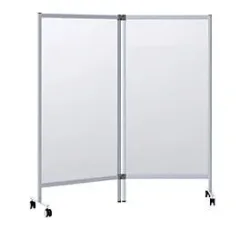 Mobiler Spuckschutz-Doppeltrenner Modell A, Acrylglas, Stärke 3 mm, B 1715 x T 390 x H 1800 mm, mit Rollen
