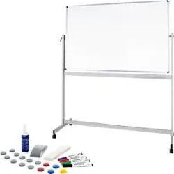Mobiles Whiteboard Maul MAULstandard, 1000 x 1500 mm, 2-seitig, drehbar + Whiteboard Zubehörset, 31-teilg