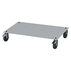 Mobilzusatz für Schubladenschrank Bedrunka+Hirth mit B 980 mm, Bock- & Lenkrollen, Schiebegriff, mit Stahlplatte, B 980 x T 500 x H 150 mm, Stahlblech