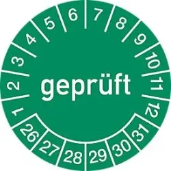 moedel Prüfplaketten 2026?2031, Folie, Ø 30 mm, 10 Stück/Bogen, langlebig, klare Jahreskennzeichnung