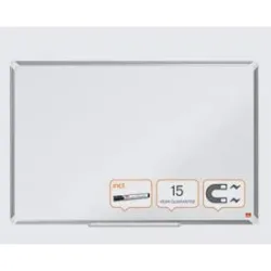nobo Whiteboard Premium Plus, Stahl weiss emailliert, magnethaftend, B 1800 x H 900 mm, inkl. abnehmbarer Stiftablage und 1 Boardmarker