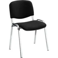 Stapelstuhl ISO Basic, ohne Armlehnen, 4-Fussgestell, Stoffbezug, stapelbar bis 12 Stück, B 545 x T 560 x H 820 mm, Bezug schwarz, Gestell verchromt