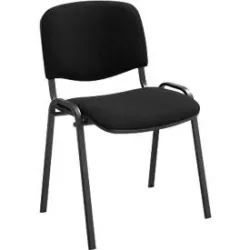 Stapelstuhl ISO Basic, ohne Armlehnen, 4-Fussgestell, Stoffbezug, stapelbar bis 12 Stück, B 545 x T 560 x H 820 mm, Bezug schwarz, Gestell schwarz