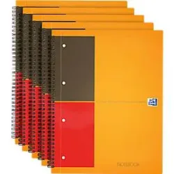 OXFORD International Notizbuch DIN A4 Liniert Spiralbindung Pappe Orange Perforiert 160 Seiten 5 Stück à 80 Blatt