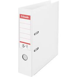Ordner Esselte® No. 1, A4, Rückenbreite 75 mm, für ca. 500 Blatt, Hebelmechanik, Rückenschild, Griffloch & Raumsparschlitze, FSC®-Karton, weiss
