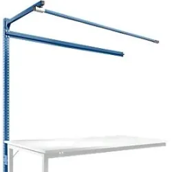 Aufbauportal m. Ausleger, Ansatztisch STANDARD Arbeitstisch/Werkbank UNIVERSAL/PROFI, 1750 mm, brillantblau