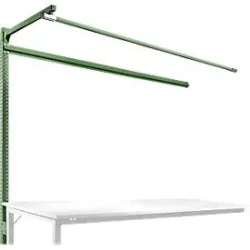 Aufbauportal m. Ausleger, Ansatztisch STANDARD Arbeitstisch/Werkbank UNIVERSAL/PROFI, 2000 mm, resedagrün