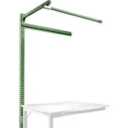 Aufbauportal m. Ausleger, Ansatztisch SPEZIAL Arbeitstisch/Werkbank UNIVERSAL/PROFI, 1250 mm, resedagrün