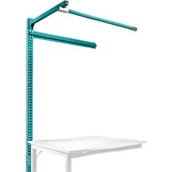 Aufbauportal m. Ausleger, Ansatztisch SPEZIAL Arbeitstisch/Werkbank UNIVERSAL/PROFI, 1250 mm, wasserblau