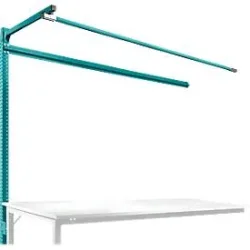 Aufbauportal m. Ausleger, Ansatztisch SPEZIAL Arbeitstisch/Werkbank UNIVERSAL/PROFI, 2000 mm, wasserblau