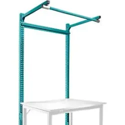 Aufbauportal m. Ausleger, Grundtisch SPEZIAL Arbeitstisch/Werkbank UNIVERSAL/PROFI, 1250 mm, wasserblau