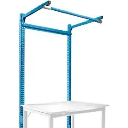 Aufbauportal m. Ausleger, Grundtisch STANDARD Arbeitstisch/Werkbank UNIVERSAL/PROFI, 1250 mm, lichtblau