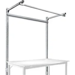 Aufbauportal m. Ausleger, Grundtisch STANDARD Arbeitstisch/Werkbank UNIVERSAL/PROFI, 1500 mm, alusilber