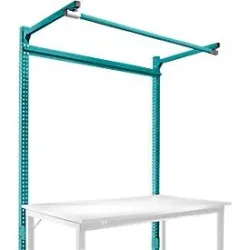 Aufbauportal m. Ausleger, Grundtisch STANDARD Arbeitstisch/Werkbank UNIVERSAL/PROFI, 1500 mm, wasserblau