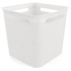 Aufbewahrungsbox Rotho BRISEN, Volumen 18 l, quadratisch, Lochstruktur, stapelbar, ohne Deckel, L 291 x B 291 x H 281 mm, Recycling-PP, weiss