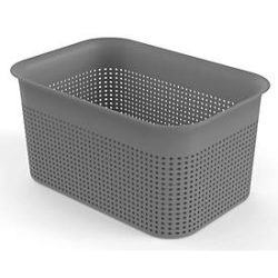 Aufbewahrungsbox Rotho BRISEN, Volumen 4,5 l, Lochstruktur, stapelbar, ohne Deckel, L 262 x B 180 x H 130 mm, Recycling-PP, anthrazit
