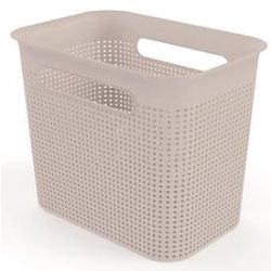 Aufbewahrungsbox Rotho BRISEN, Volumen 7 l, Lochstruktur, hoch & schmal, stapelbar, ohne Deckel, L 262 x B 180 x H 211 mm, Recycling-PP, cappuccino