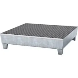asecos® Auffangwanne aus Stahl, mit Fusskonstruktion, 4x 200 l, HxBxT 290 x 1.236 x 1.210 mm, verzinkt