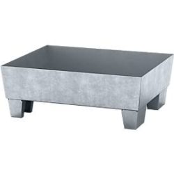 Auffangwanne ASECOS, Stahl, mit Sockelfüssen, 60 l Auffangvolumen, B 635 x T 785 x H 268 mm, verzinkt
