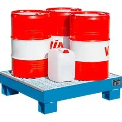Bauer® Auffangwanne aus Stahl, für 4x 60-Liter-Fass, Auffangvolumen 61 l, inkl. Gitterrost, lichtblau