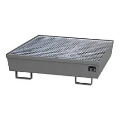 Auffangwanne BAUER AM-4/A, mit Gitterrost, Stahl, 245 l, B 1200 x T 1200 x H 335 mm, grau